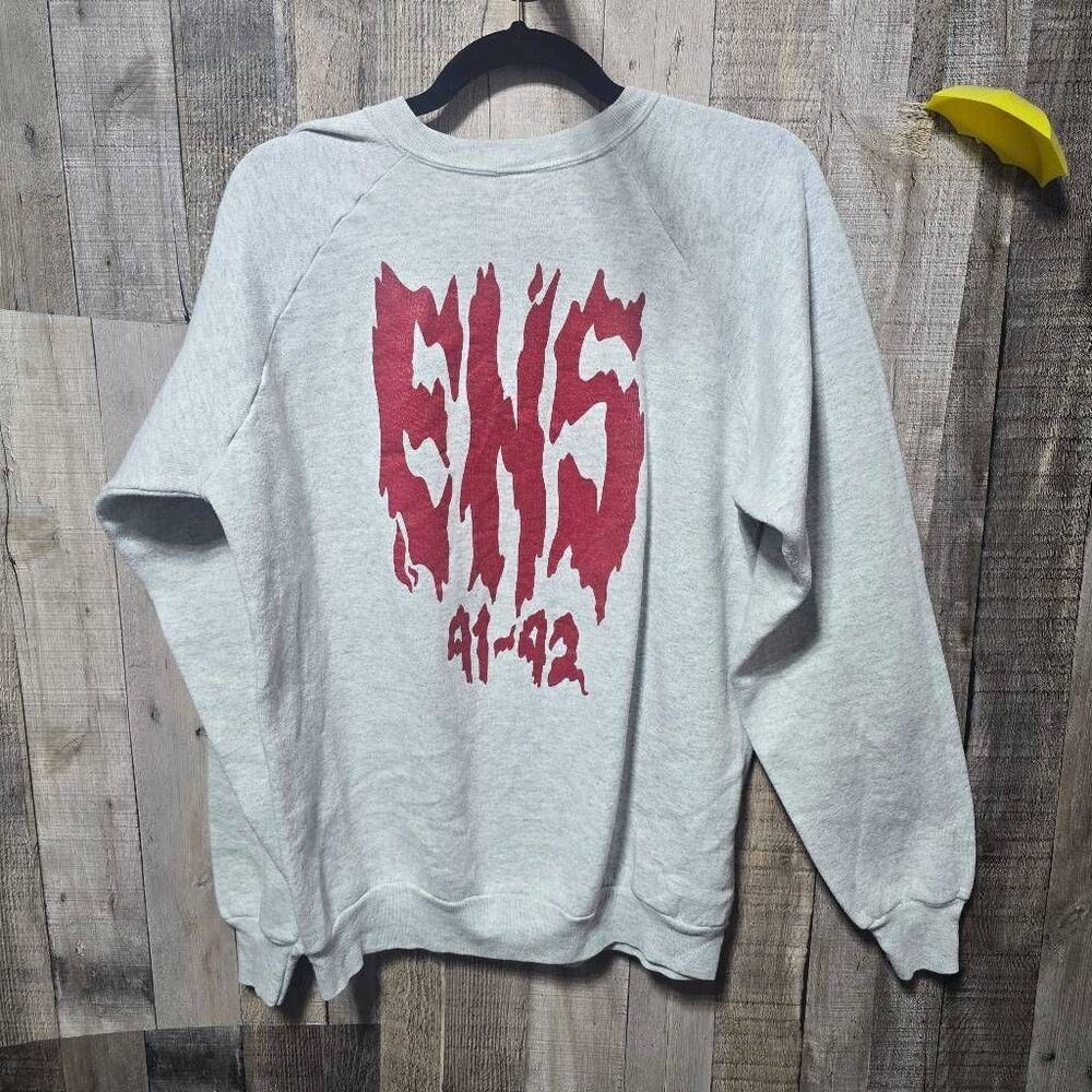Vintage 90s ENS Take It To The Top Grey Graphic Devil Band Unisex Sweatshirt - Picture 3 of 5
